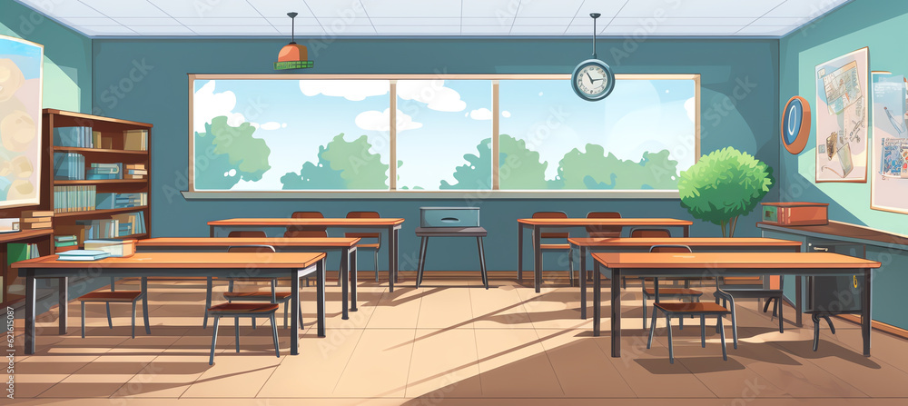 Educational Hub: Illustration of a Vibrant School Classroom, Fostering ...