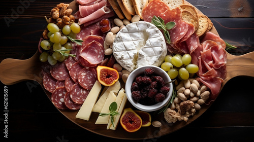 Charcuterie on Circle Board Top View