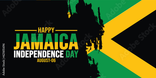 Jamaica Happy Independence Day background template. Holiday concept. background, banner, placard, card, and poster design template with text inscription and standard color. vector illustration.