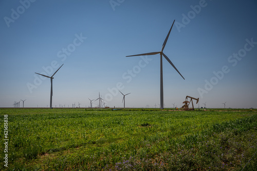 wind turbine in oil field
