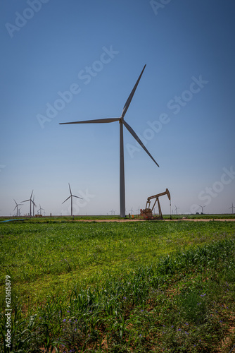 wind turbine in oil field