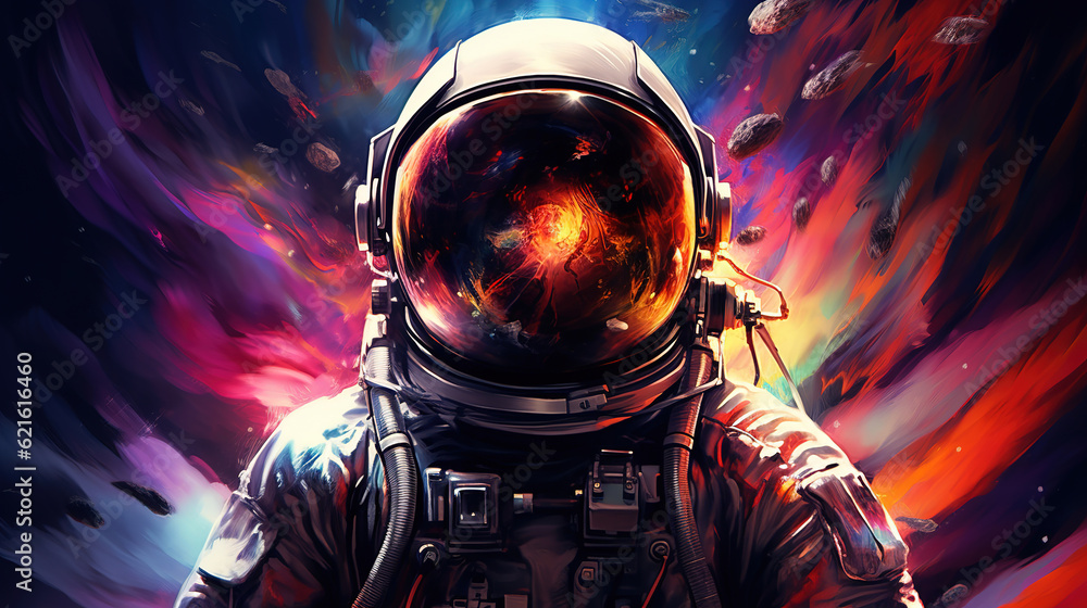 an astronaut in space wearing a helmet and looking out into the heavens ...