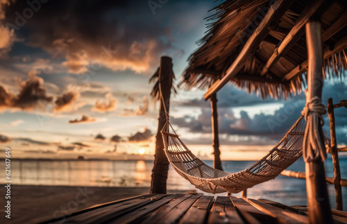 hammock at beach sunset