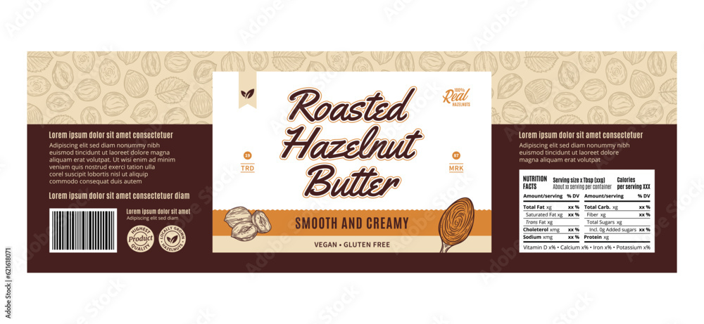 Vector hazelnut butter label or packaging design template Stock Vector ...