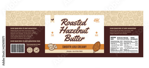 Vector hazelnut butter label or packaging design template