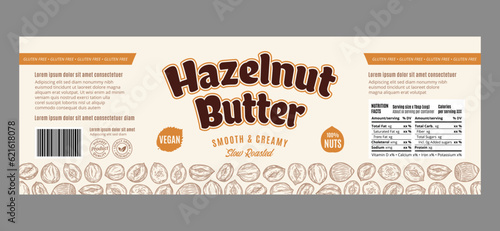 Vector hazelnut butter label or packaging design template