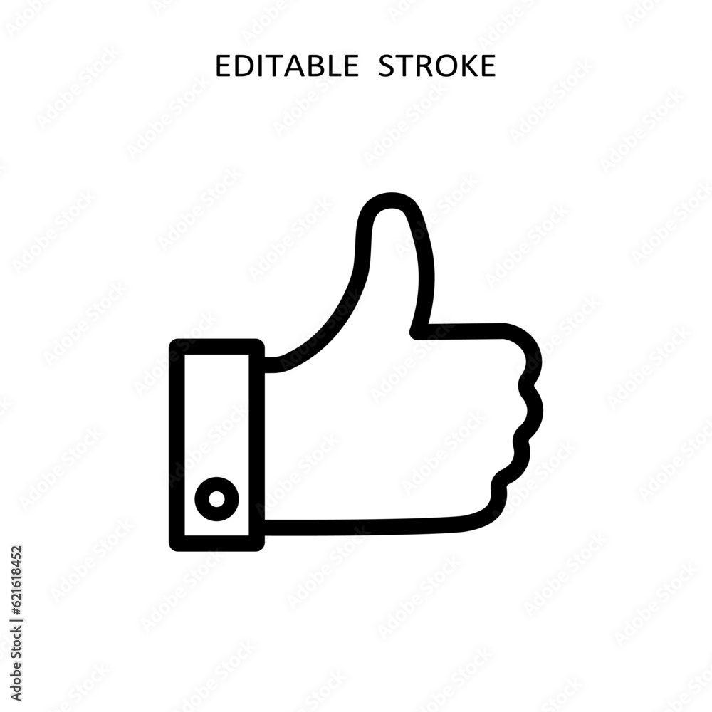 Like up icon. Vector thumb up outline icon. Hand good like line symbol. Finger up sign. Social media sign. Editable stroke Like up icon. Vector thumb up outline icon. Hand good like line symbol. Finger up sign. Social media sign. Editable stroke