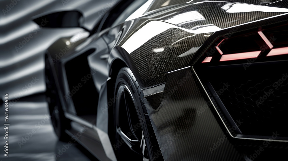modern sports car made of carbon fiber rear view close up, generative ...