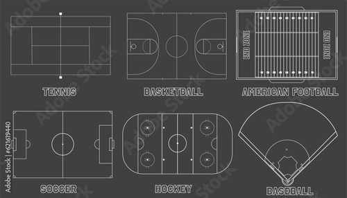 Creative vector illustration of sport game fields marking isolated on background