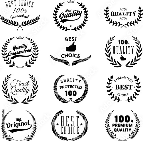 Set of quality emblems. Best choice. Design element for logo, label, emblem, sign, mark. Vector illustration.