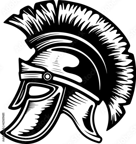 Spartan helmet. Design elements for logo, label, emblem, sign, brand mark, poster. Vector illustration.