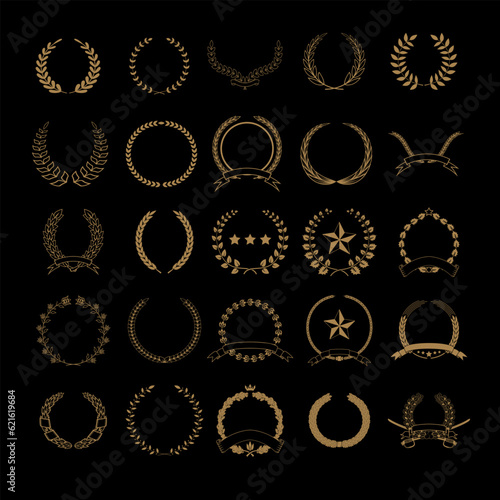 Set of vector Wreaths. Design elements for logo, label, emblem, sign, badge. Vector illustration.