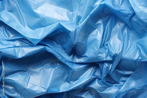 Crumpled plastic texture. Background, wrinkled plastic trash bag closeup. Abstract plastic sheet texture, film wrap. AI generated