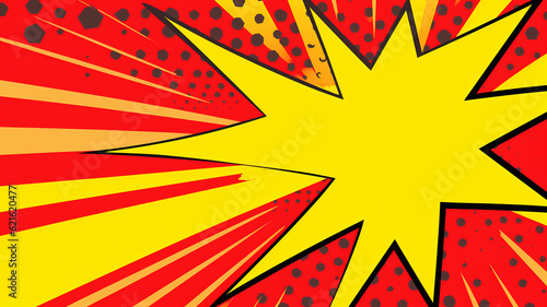 atomic flash explosion wallpaper in red yellow pop art retro style