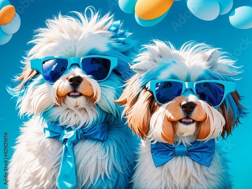 dog and sunglasses in party time,AI Generated © Wonder Fix