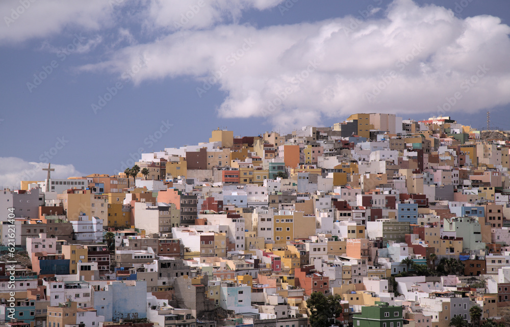 Small colorful houses with flat roofs of San Juan barrio in Las Palmas