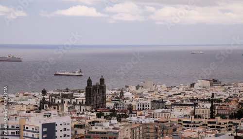 View from historical Risco de San Nicolas hill neighbourhood in Las Palmas de Gran Canaria towards Vegueta, old town