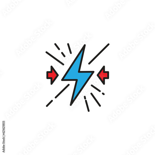 Conflict icon. Colorful version, Lightning bolt vector sign, logo illustration.