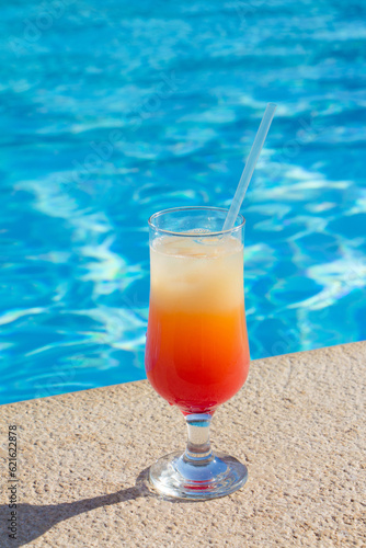 Glass of Cocktail with fruit juice outdoor