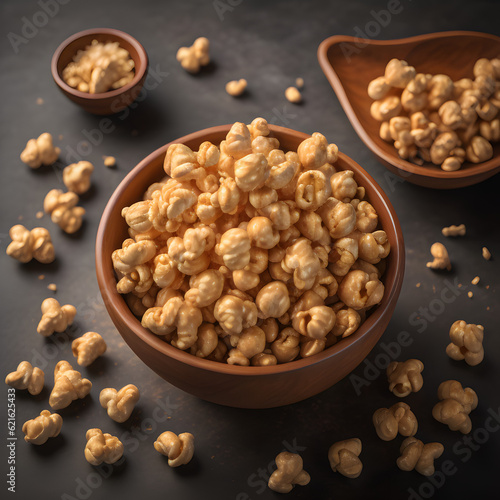  Caramel popcorn in a bowl, Generative Ai