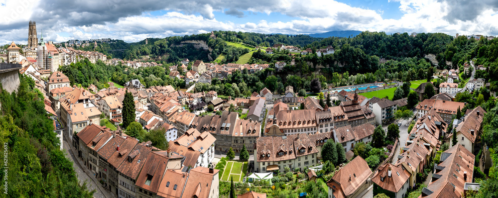 Blick auf die Neustadt von Freiburg im Üechtland, Schweiz