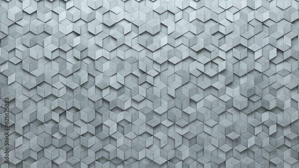 Concrete, 3D Wall background with tiles. Diamond Shaped, tile Wallpaper