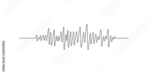 Audio track drawn in one continuous line. One line drawing, minimalism. Vector illustration.