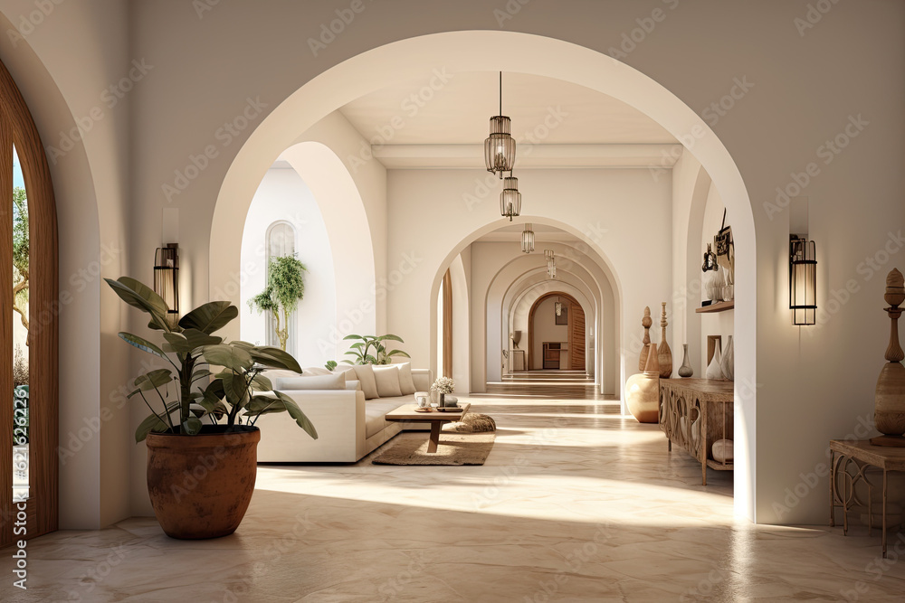 Greek Grace: Island Style Interior Design of Entrance Hall