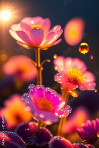 pink flower in water