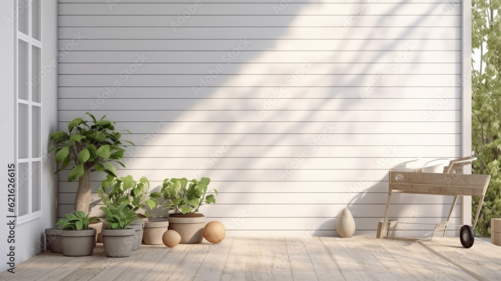 Stylish Terrace. Modern Interior Design Background. Generative AI