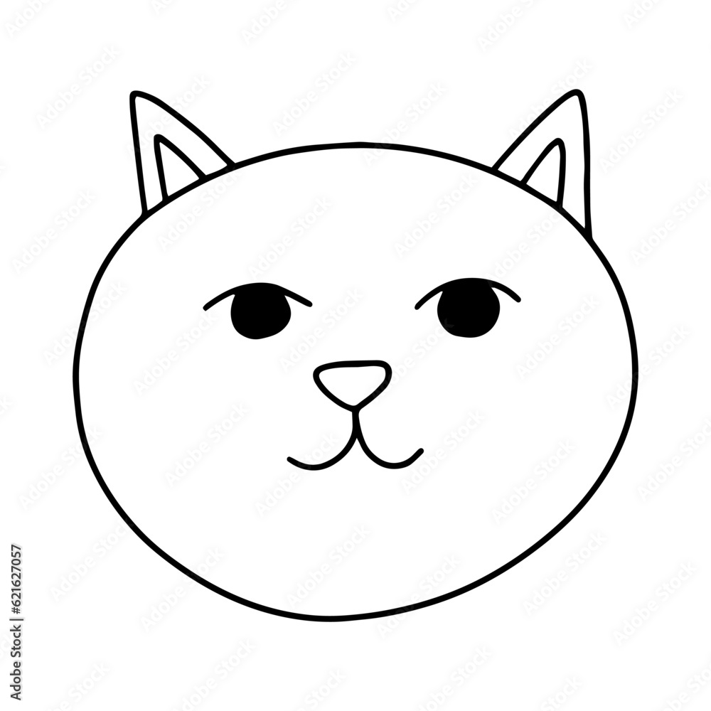 Doodle cat face vector illustration