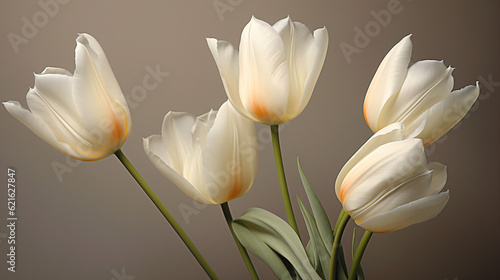 white tulips on black background