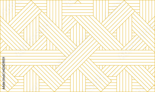 Simple geometric vector seamless pattern with gold embroidery motifs line texture on white background. Light modern simple wallpaper, bright tile backdrop, monochrome graphic element