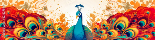 art colorful peacock bird, banner made with Generative AI
