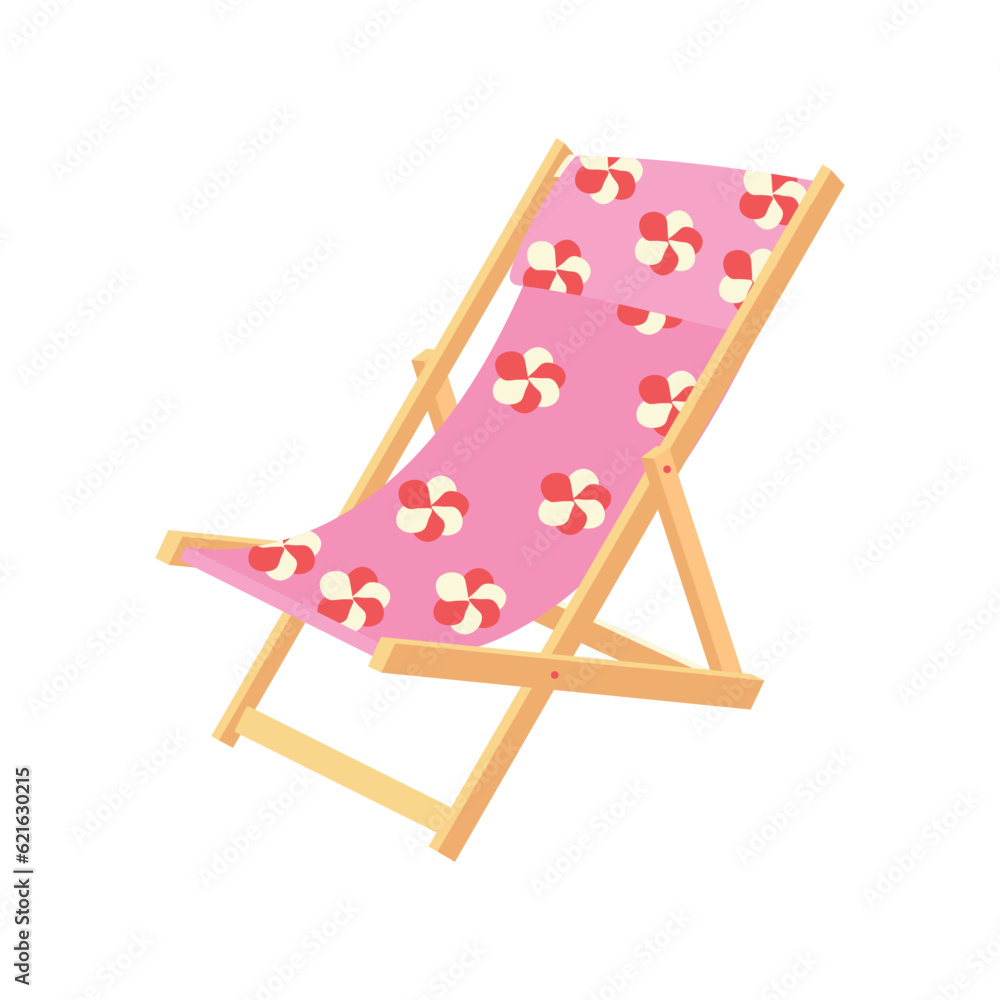 Beach chair, sunbed. Beach set for summer trips. Vacation accessories for sea vacations.