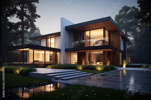 Entrance Excellence: Luxury House with Modern Minimalist Exterior Design © Jyukaruu's Studio
