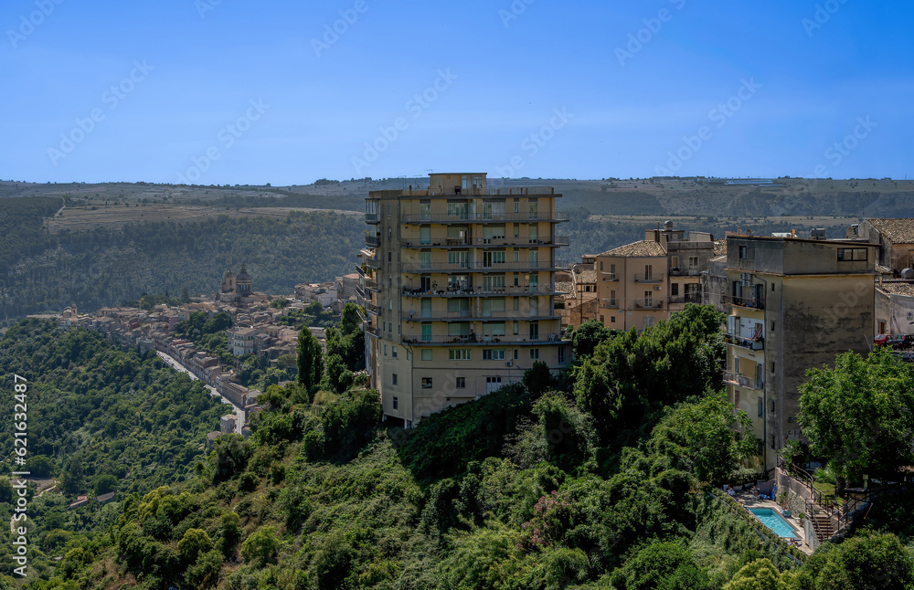 The panoramic view of old town of Ragusa Ibla in Sicily.