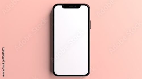 a blank white smartphone on a pink background