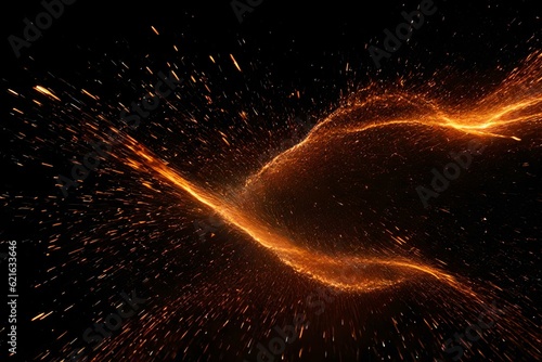 A fire spark scatter on a black background, by generative Ai