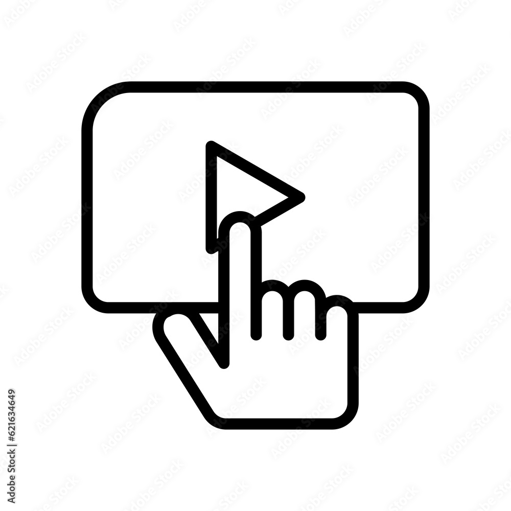 Vector icon click, touch symbol play button. Simple, flat design for web or mobile applications Vector icon click, touch symbol play button. Simple, flat design for web or mobile applications