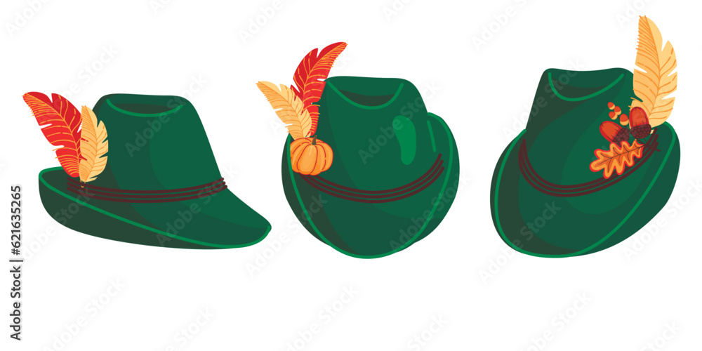 Handmade 1940s Childrens Hats German Bavarian Folk Costumes Lot of Three main image 1