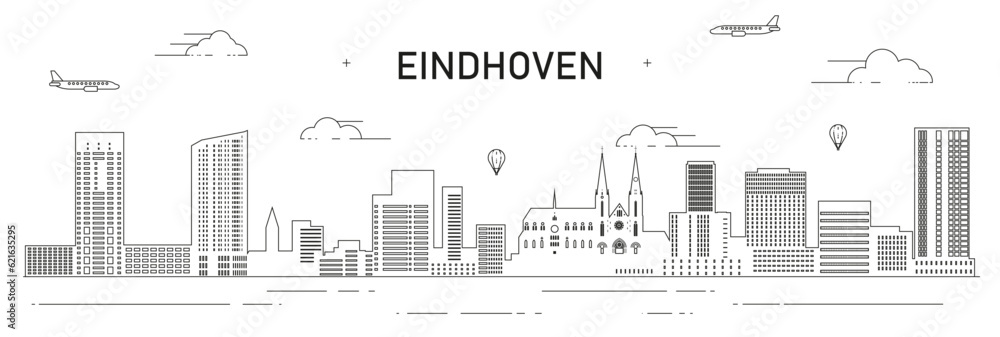 Eindhoven skyline line art vector illustration