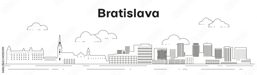 Bratislava skyline line art vector illustration