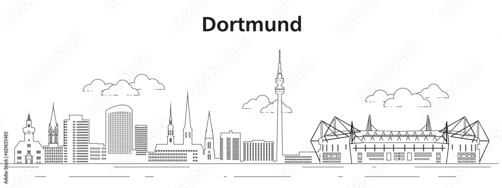 Dortmund skyline line art vector illustration