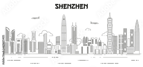 Shenzhen skyline line art vector illustration