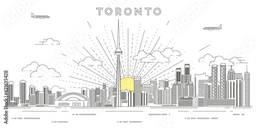 Toronto skyline line art vector illustration