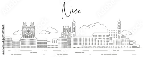 Nice skyline line art vector illustration