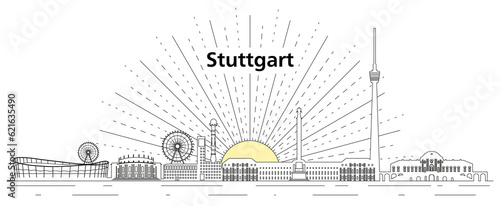 Stuttgart skyline line art vector illustration