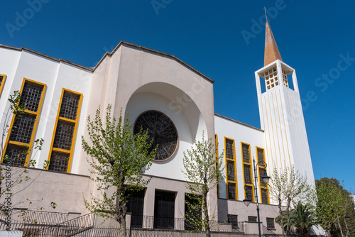 The catholic cathedral of the Holy Spirit in the city center of Tangier, built in an architectural modern style