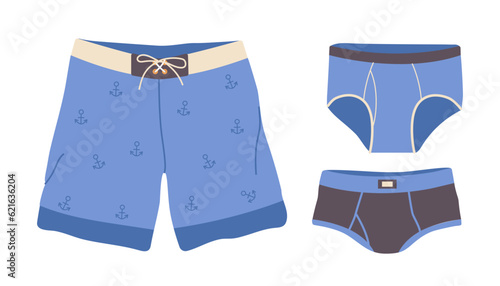 Male cotton panties and trunks in casual style for everyday usage isolated on white background
